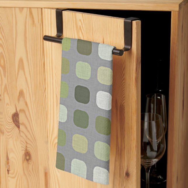 Linge De Cuisine Gris Sage Olive Green Round Carré Motif d'art (Pliage en tiers)