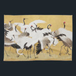 Linge De Cuisine Grues d'horloges japonaises Vintage Bird Rich Clas<br><div class="desc">Cette image est basée sur le troupeau japonais de grues (18ème siècle) peinture vintage par Ishida Yutei. Image du domaine public de l'Institut d'Art de Minneapolis.</div>