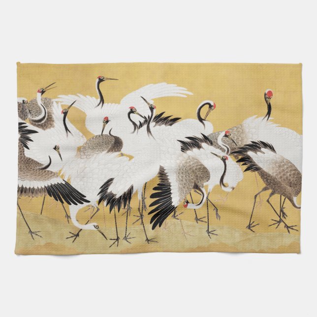 Linge De Cuisine Grues d'horloges japonaises Vintage Bird Rich Clas (Horizontal)