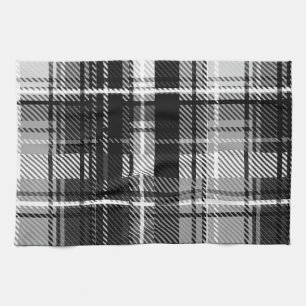Linge De Cuisine Grund Black Blanc Flannel Plaid Tartan Design