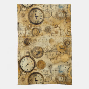 Linge De Cuisine Grunge Rustic Steampunk Horloge (5)