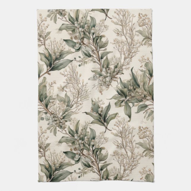 Linge De Cuisine Gui de botanique - Feuilles vertes, Branches (Vertical)