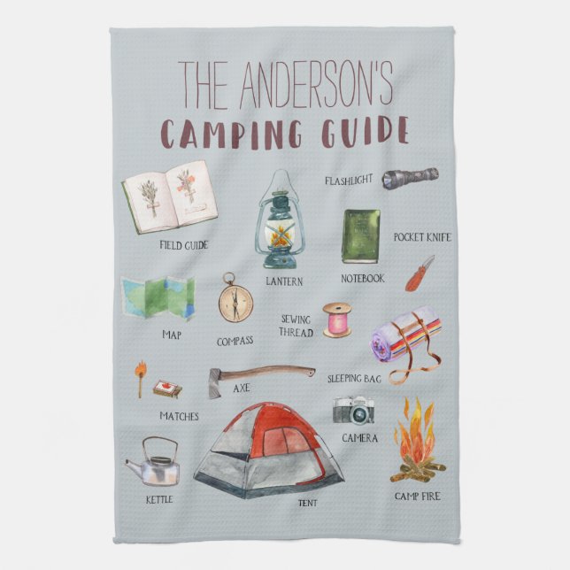 Linge De Cuisine Guide de camping Monogramme | Illustrations aquare (Vertical)