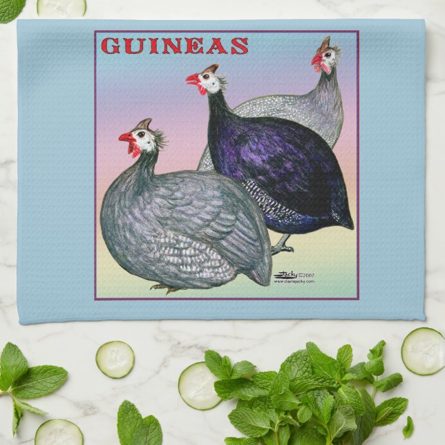 Linge De Cuisine guineas Trois Fowl (Plié)
