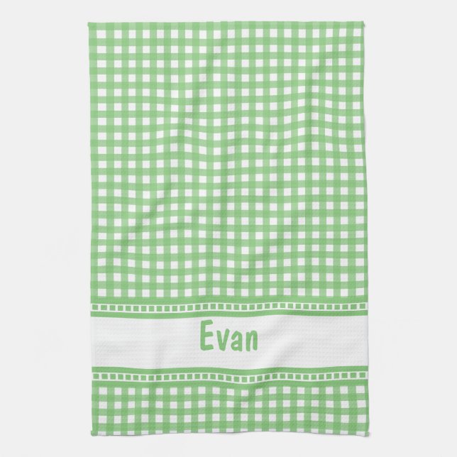 Linge De Cuisine Guingan vert et blanc (Vertical)