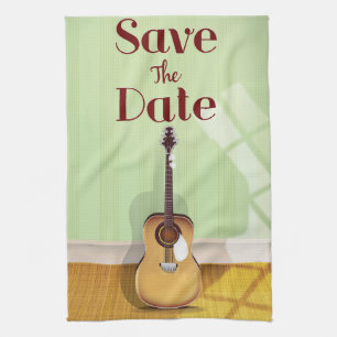 Linge De Cuisine Guitare Acoustique Vintage Enregistrer la Date