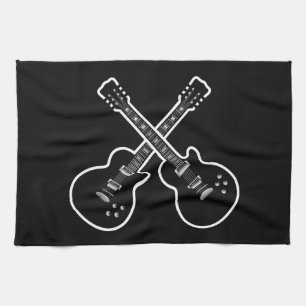 Linge De Cuisine Guitares noires et blanches fraîches