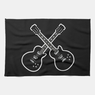 Linge De Cuisine Guitares noires et blanches fraîches