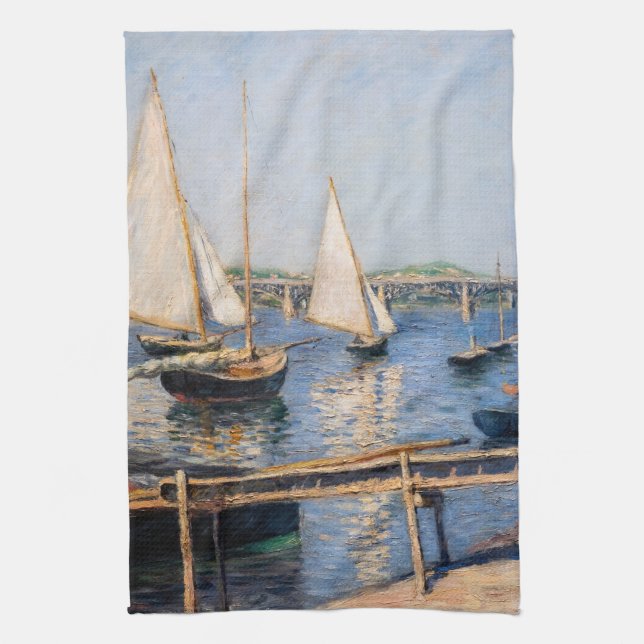 Linge De Cuisine Gustave Caillebotte - Voiliers à Argenteuil (Vertical)