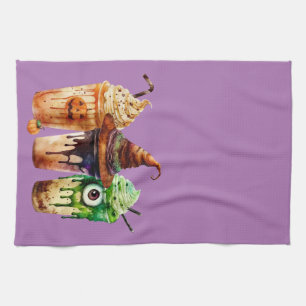Linge De Cuisine Halloween Boisson café Aquarelle Trio