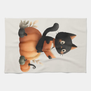 Linge De Cuisine Halloween Chat noir Citrouille conception