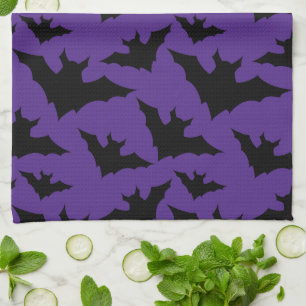 Linge De Cuisine Halloween chauves-souris violet cool éffrayant mot