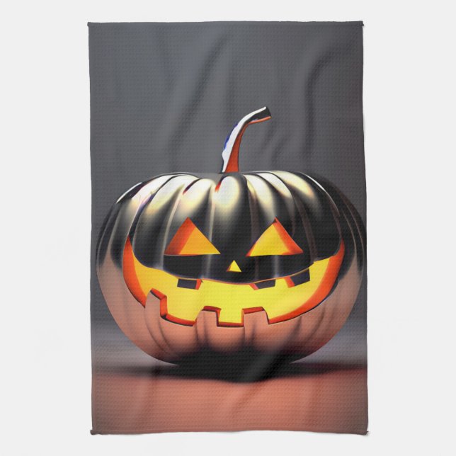 Linge De Cuisine Halloween Citrouille brillant (Vertical)