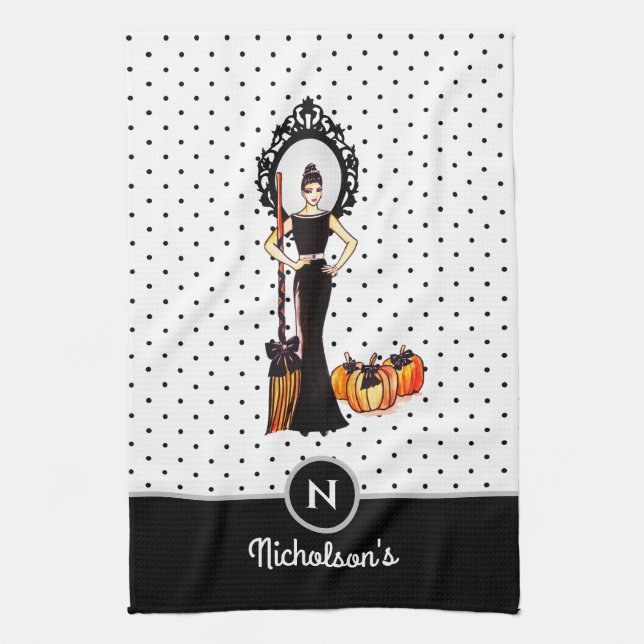 Linge De Cuisine Halloween Classic Élégante Robe Noire Longue Mode (Vertical)