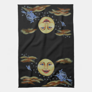 Linge De Cuisine Halloween, cuisine, serviette, lune, sorcières,