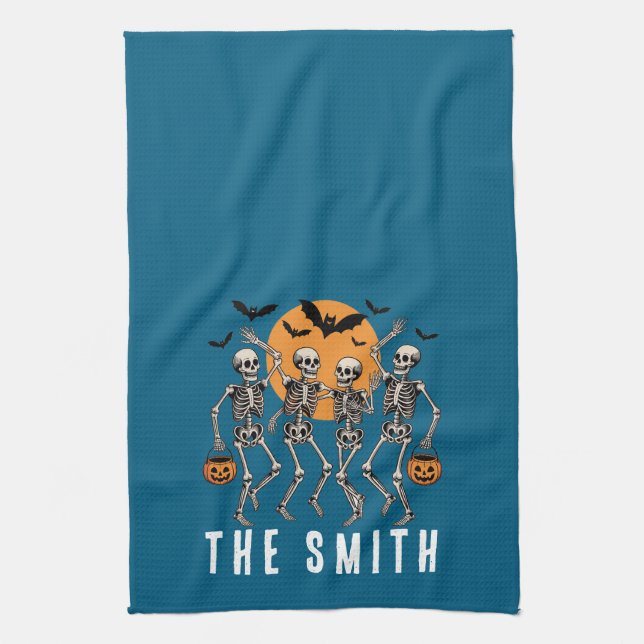 Linge De Cuisine Halloween Dancing Skeleton Dance Citrouille (Vertical)