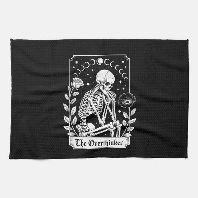 Linge De Cuisine Halloween Dark Gothic Skeleton Overthinker (Horizontal)