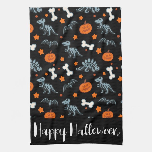 Linge De Cuisine Halloween Dinosaur Skeletons chauves-souris et Cit (Vertical)