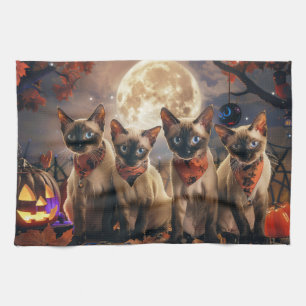 Linge De Cuisine Halloween Éffrayant de chats de Siamese