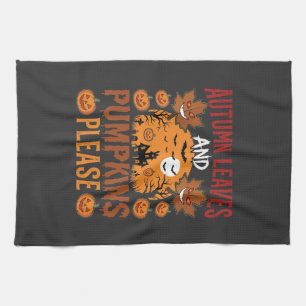 Linge De Cuisine Halloween Feuilles d'Automne et Citrouilles Vecteu