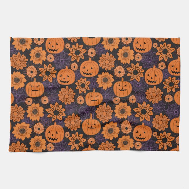 Linge De Cuisine Halloween floral (Horizontal)