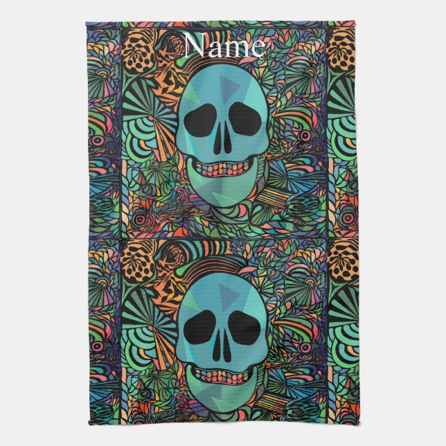 Linge De Cuisine Halloween Hippie Skull Thunder_cove (Vertical)