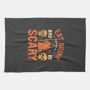 Linge De Cuisine Halloween Manger Boire Être Effrayant Reaper Desig