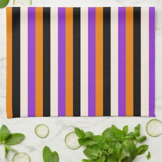 Linge De Cuisine Halloween Orange Violet Noir Rayure