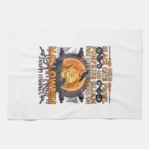 Linge De Cuisine Halloween Pêche Heureuse Chats Noirs Citrouilles C