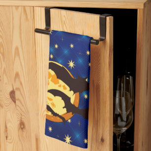 Linge De Cuisine Halloween Pleines lunes chauves-souris ciel noctur