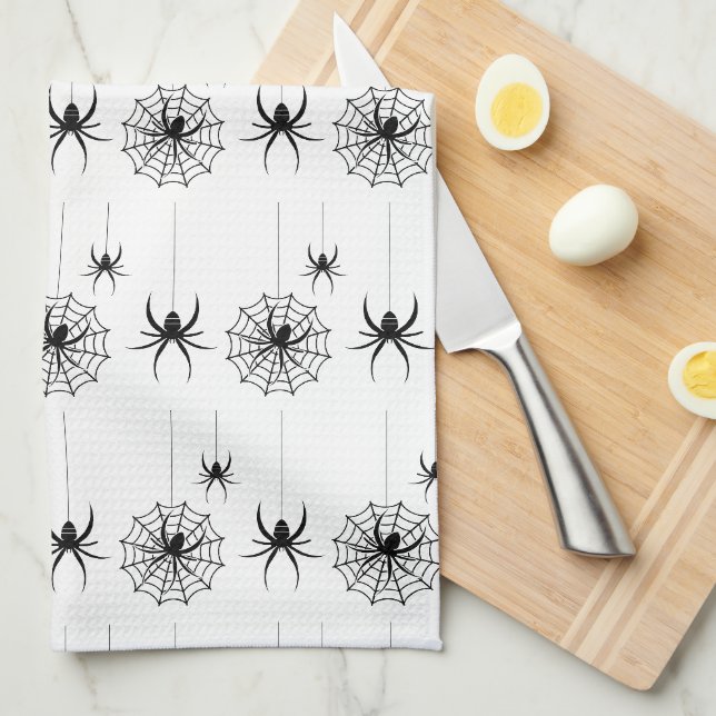 Linge De Cuisine Halloween Spider Webs Motif Cobweb Éffrayant (Quart Plié)