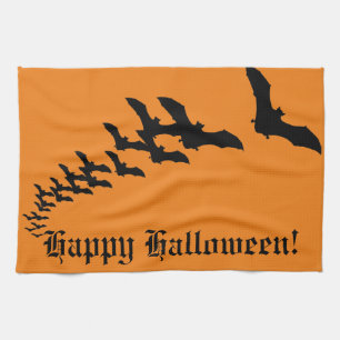 Linge De Cuisine Halloween vintage avec un essaim de chauves-souris