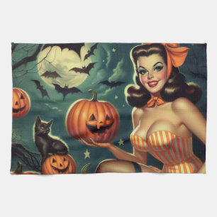 Linge De Cuisine Halloween vintage vers le haut