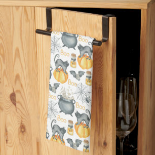 Linge De Cuisine Halloween Whimsical Cauldron et Motif de chats