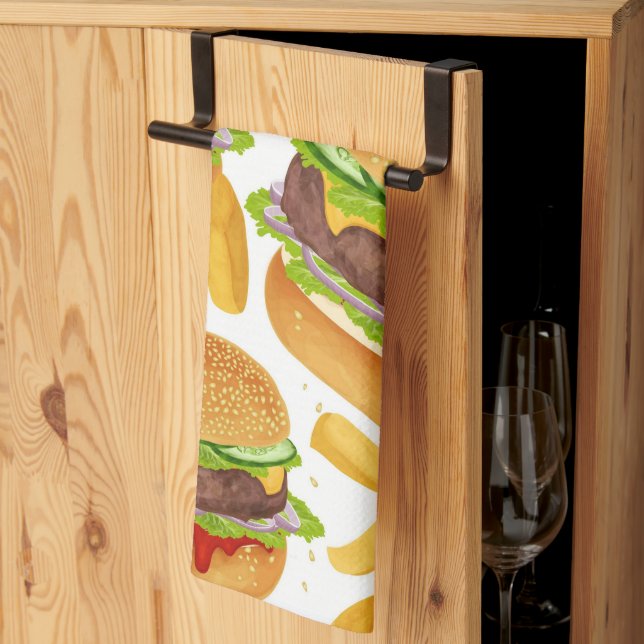 Linge De Cuisine Hamburgers & Frites (Pliage en tiers)