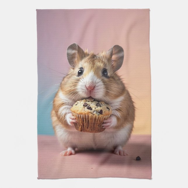 Linge De Cuisine Hamster Cute Avec Pastel Muffin Chip Chocolat (Vertical)
