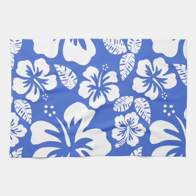 Linge De Cuisine Han Blue Hawaiian Tropical Hibiscus (Horizontal)