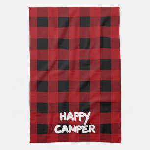 Linge De Cuisine Happy Camper Red et Black Buffalo Plaid