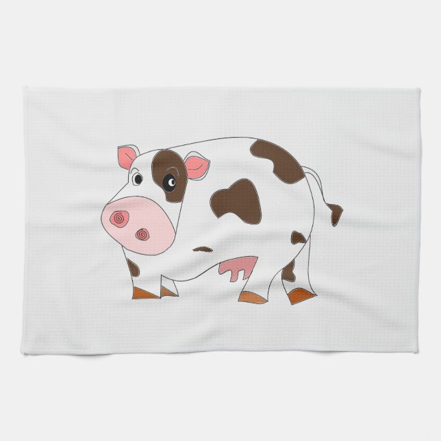 Linge De Cuisine Happy Cow Kitchen Towel - Personnalisable (Horizontal)