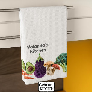 Linge De Cuisine Happy Crochet Vegetable Champagne Collage Monogram