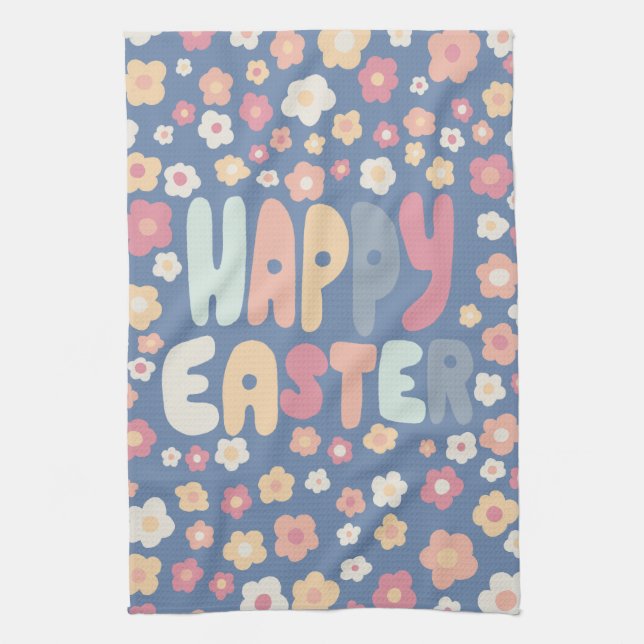Linge De Cuisine HAPPY EASTER Daisies Floral Cheerful Printemps uni (Vertical)