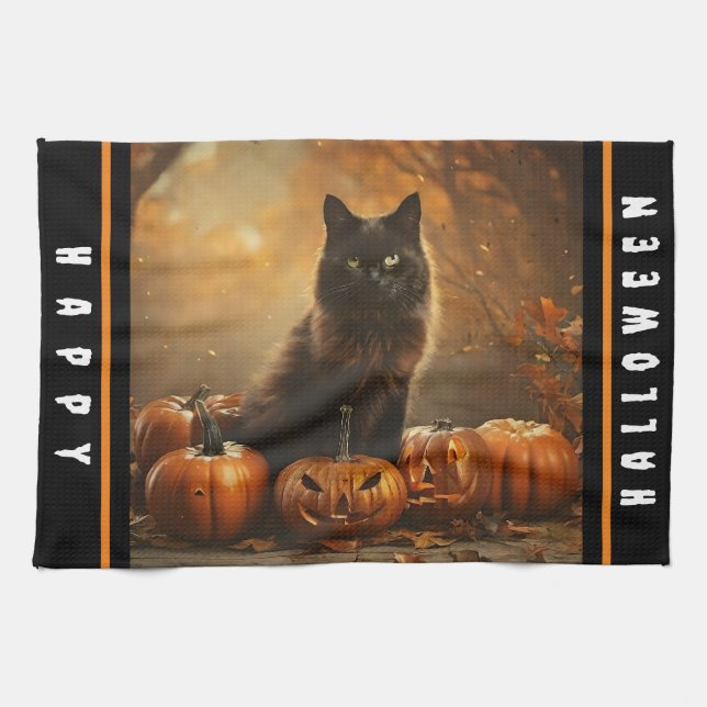 Linge De Cuisine Happy Halloween Black Cat Collection (Horizontal)