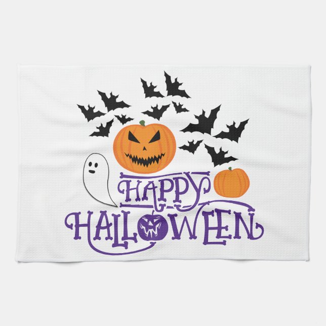 Linge De Cuisine Happy Halloween fantôme citrouille chauve-souris t (Horizontal)