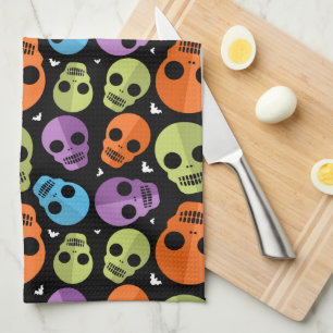 Linge De Cuisine Happy Halloween Motif crâne