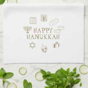 Linge De Cuisine Happy Hanoukka or blanc coutume mignonne