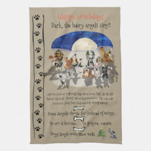 Linge De Cuisine Happy Howlidays Cartoon Dogs Holiday Citations