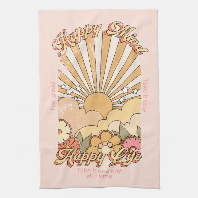 Linge De Cuisine Happy Mind Happy Life Hippy Vibes Super (Vertical)