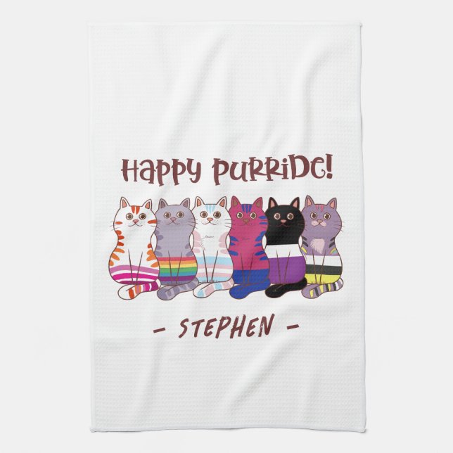 Linge De Cuisine Happy Purride - LGBTQ Pride Cats (Vertical)