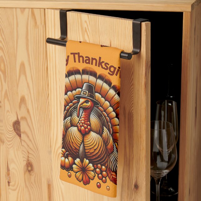 Linge De Cuisine Happy Thanksgiving Turkey (Pliage en tiers)