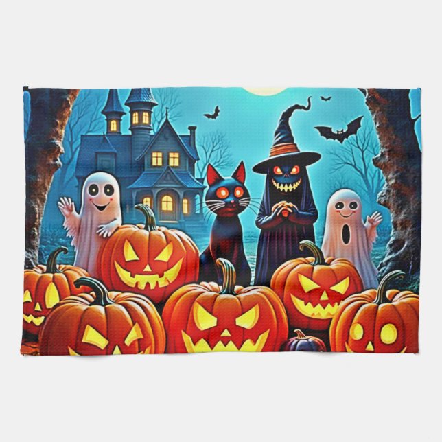 Linge De Cuisine Haunted Halloween conception de nuit (Horizontal)